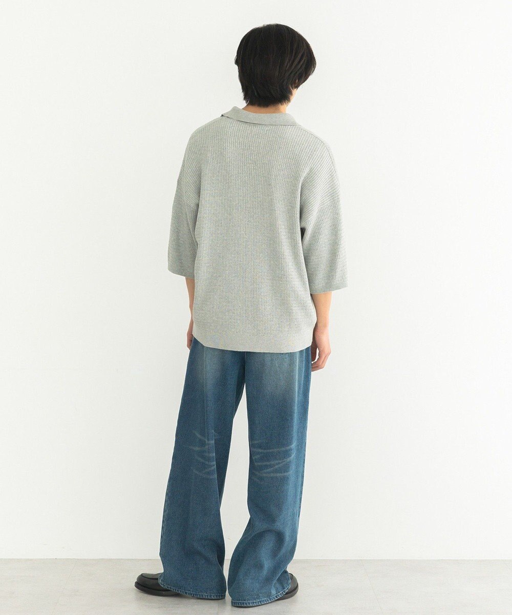 CRAFT STANDARD BOUTIQUE 透かし編み半袖ニットポロシャツ 