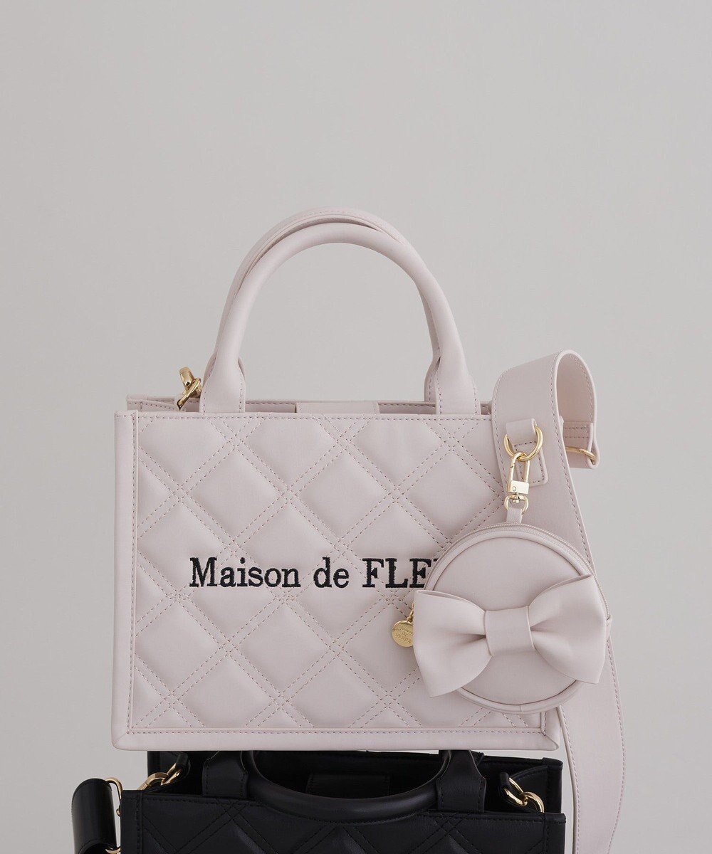 Maison de FLEUR ミニポーチ付きキルティングトートバッグ 
