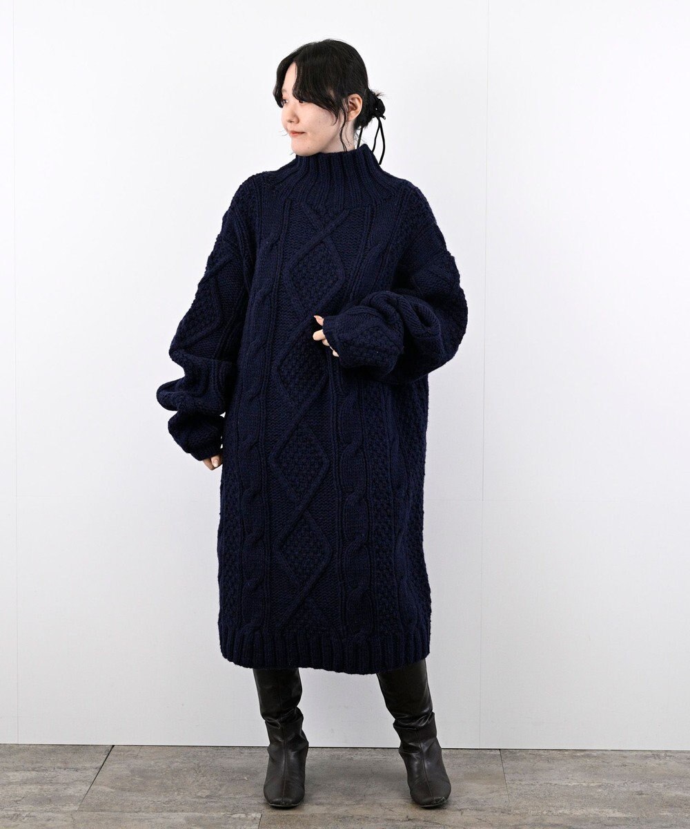 LENO ARAN ONEPIECE　アラン柄ニットワンピース 