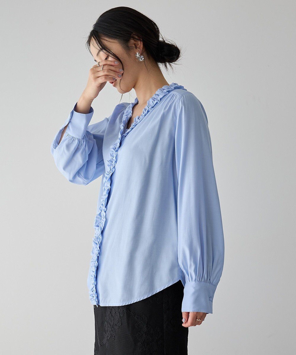 YECCA VECCA フリルVネックブラウス 