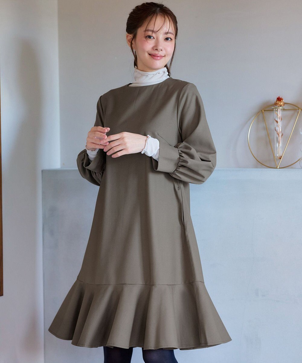 Tiaclasse L 裾フレアパフスリーブワンピース 