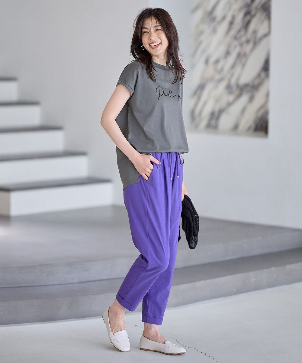 ANY 【汗ジミ防止加工】シルケットスムースフレンチスリーブ刺繍ロゴTシャツ 