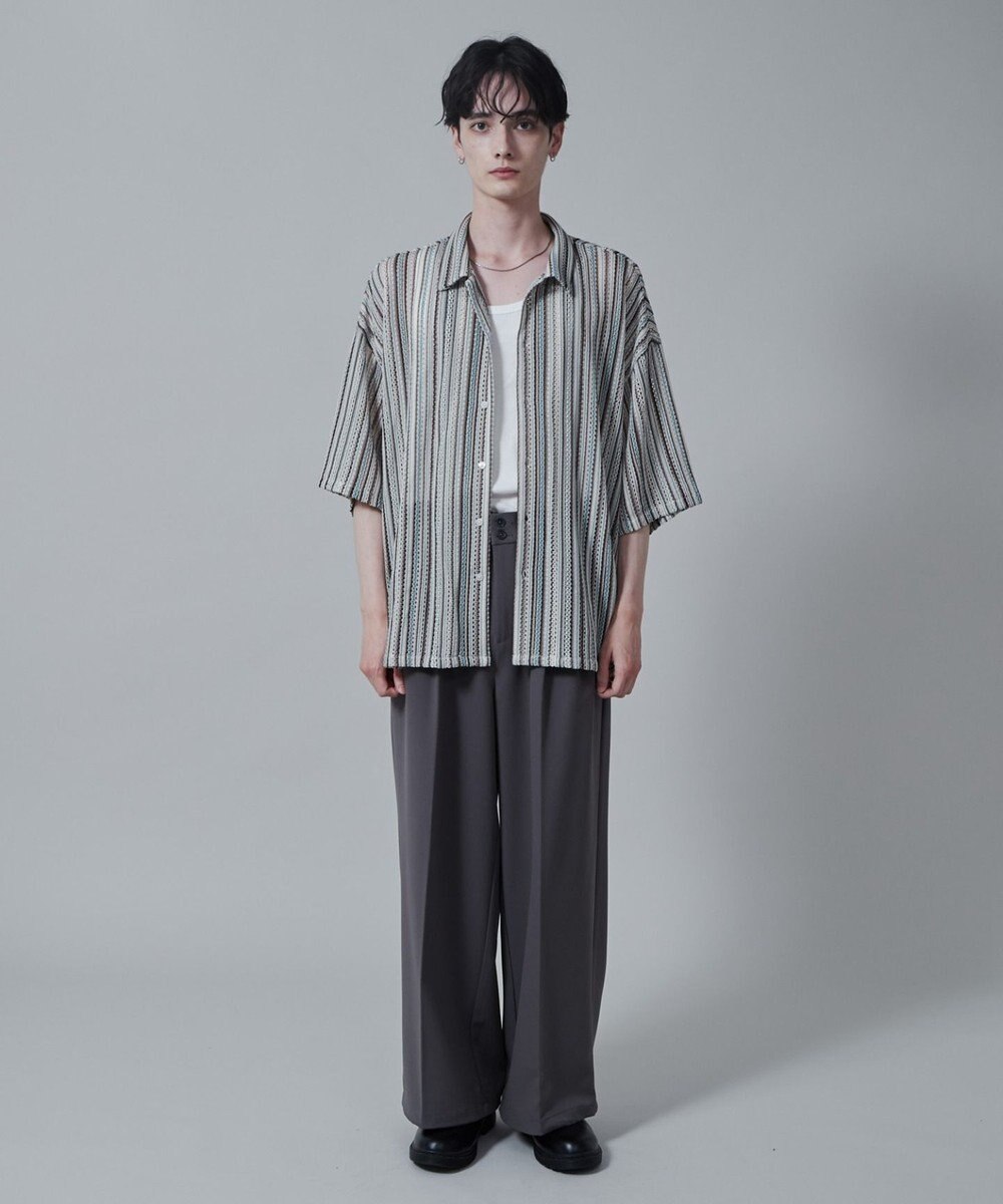 WEGO ストライプメッシュBIGシャツ（S） 