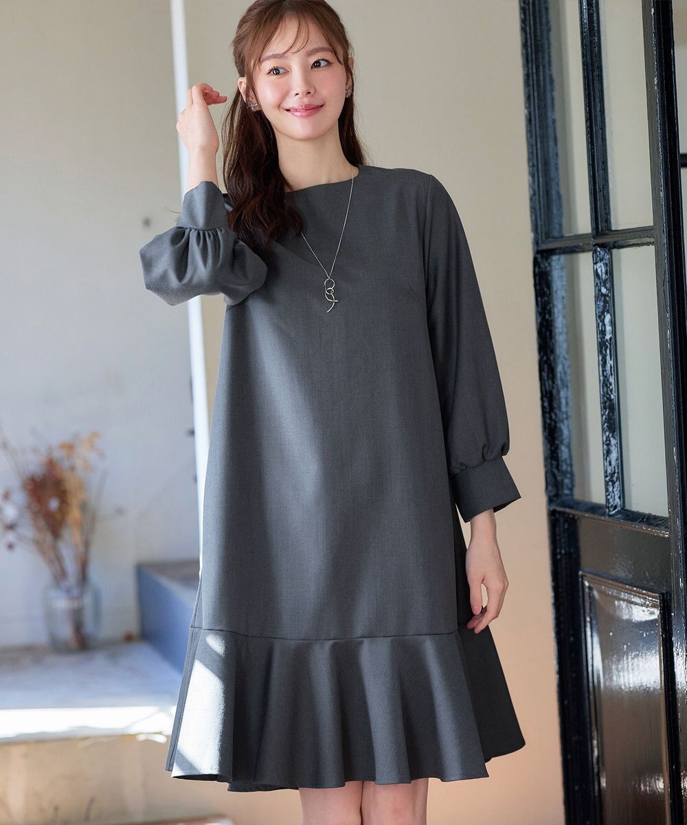 Tiaclasse L 裾フレアパフスリーブワンピース 