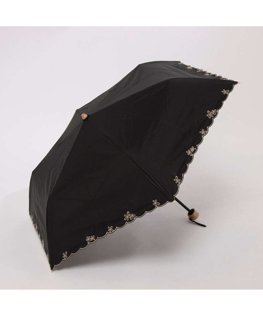 UNBILLION カシュネ cachenez /【晴雨兼用　日傘　UVカット率・遮光率100％生地使用 】PUプチフラワー刺繍ミニ折りたたみ傘 