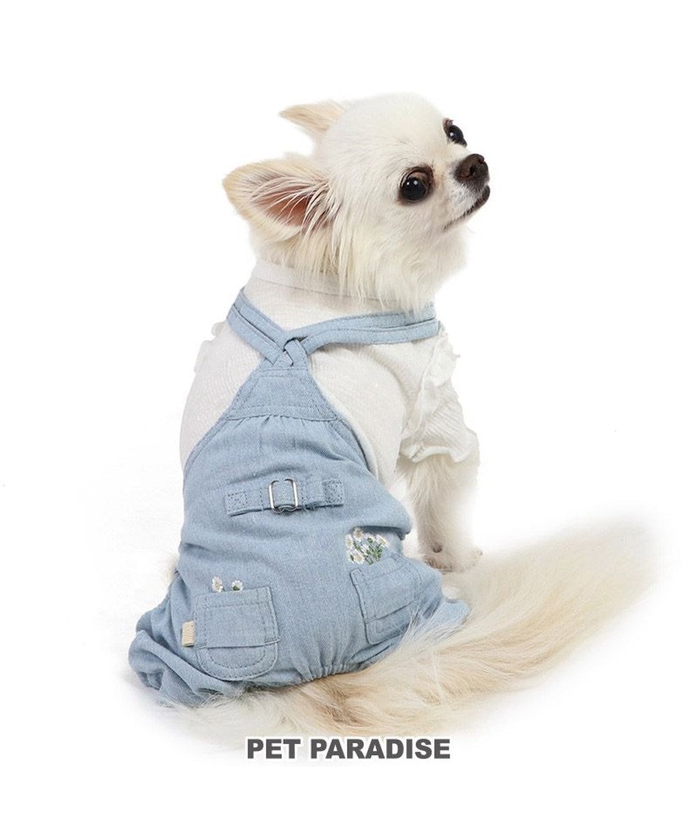 PET PARADISE ペットパラダイス パンツつなぎ 《 花 刺繍》 小型犬 ホワイト