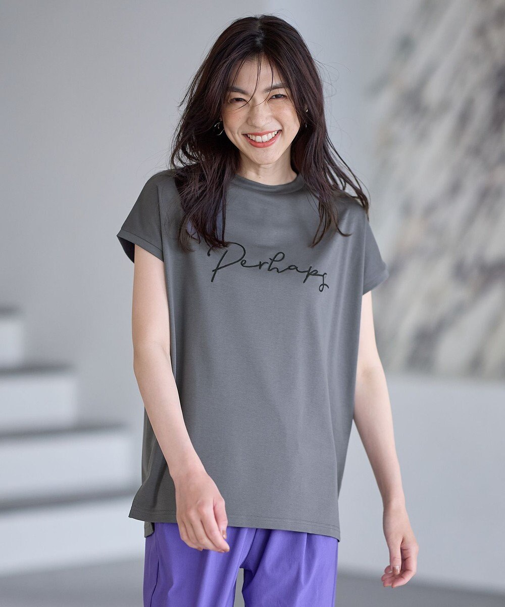 ANY 【汗ジミ防止加工】シルケットスムースフレンチスリーブ刺繍ロゴTシャツ 