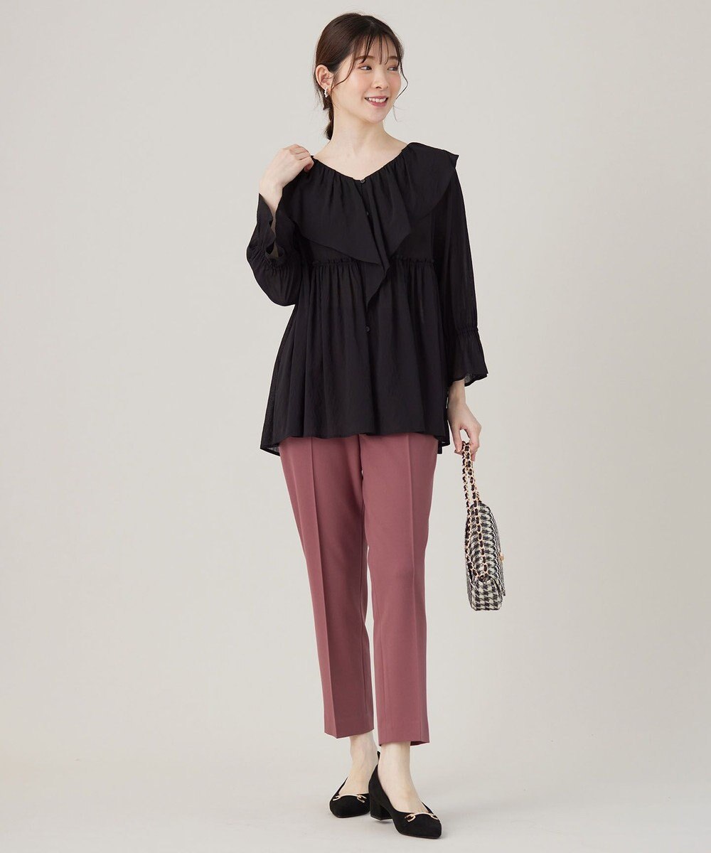 ANY SIS 【洗える】シアーヴィンテージライクラッフル ブラウス 