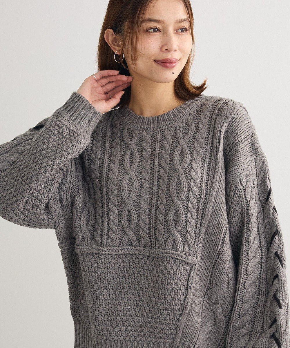 Green Parks 変形ケーブルニットプルオーバー 