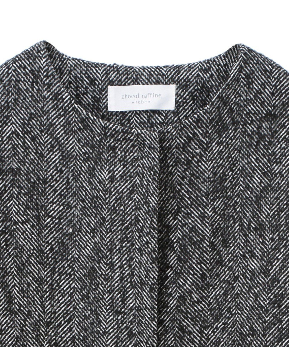 Green Parks ヘリンボーンノーカラーコート 