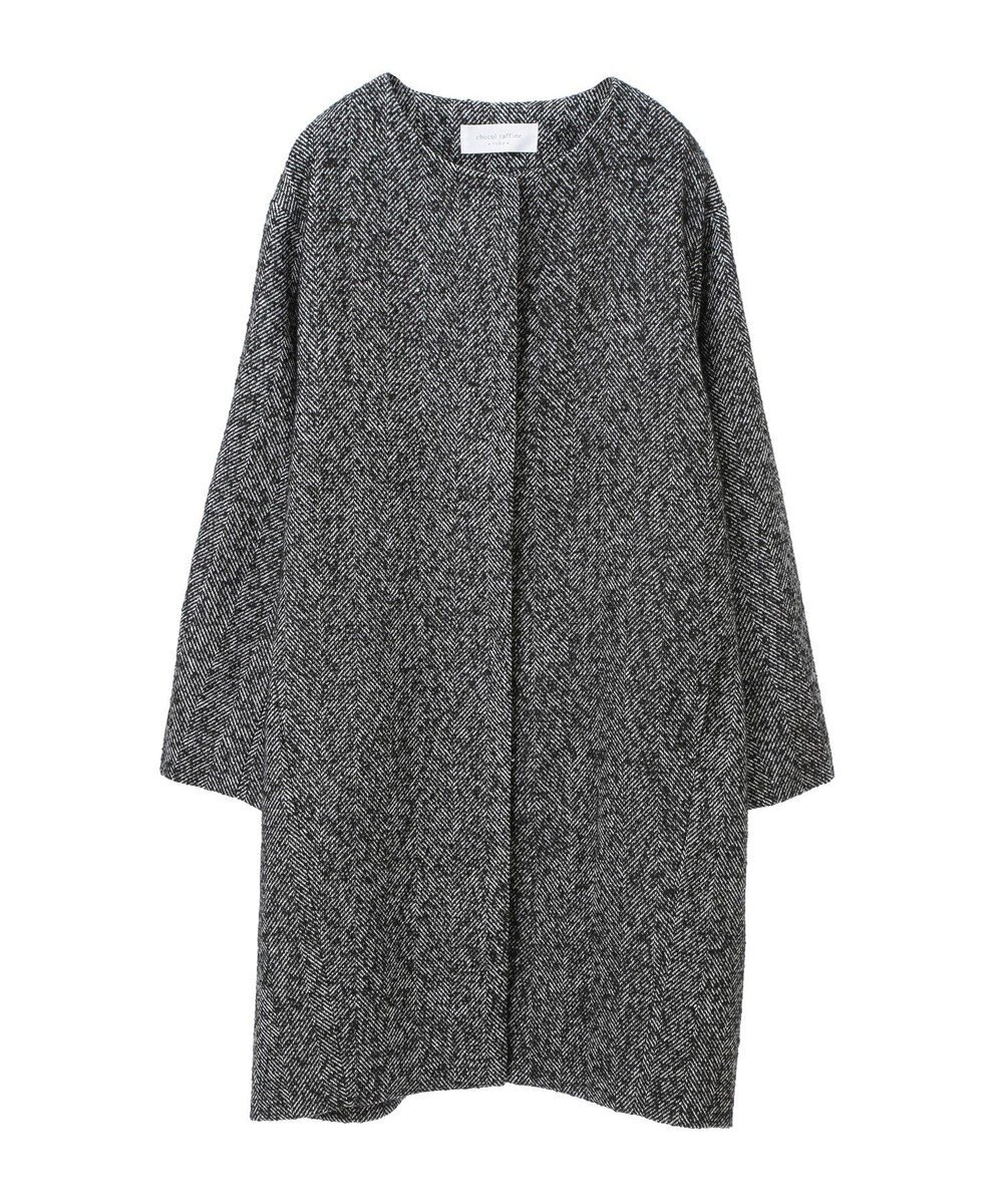 Green Parks ヘリンボーンノーカラーコート 