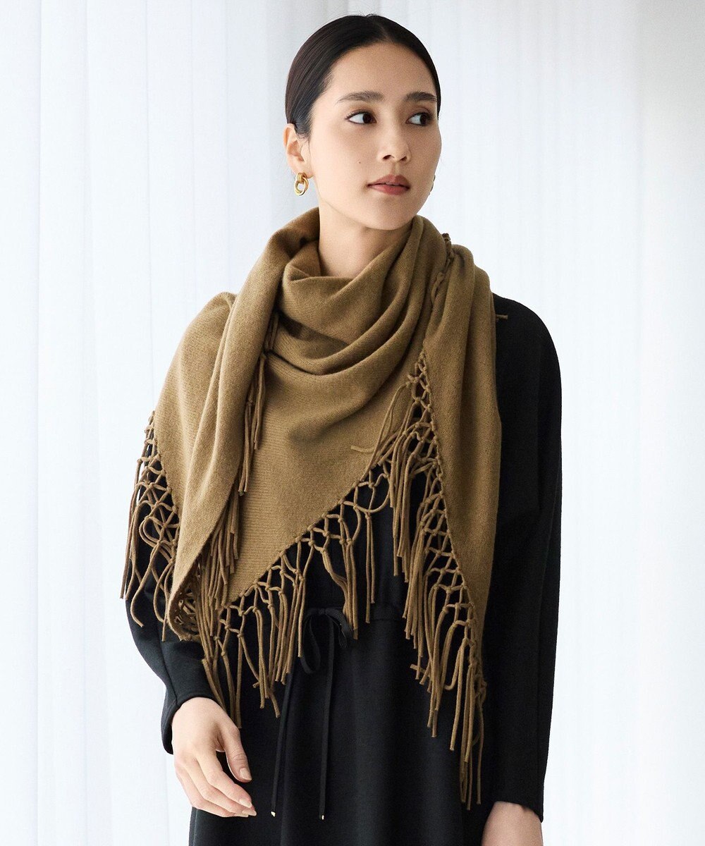 自由区 【SHIHOさん着用】ファインウールカシミヤフリンジ ストール 