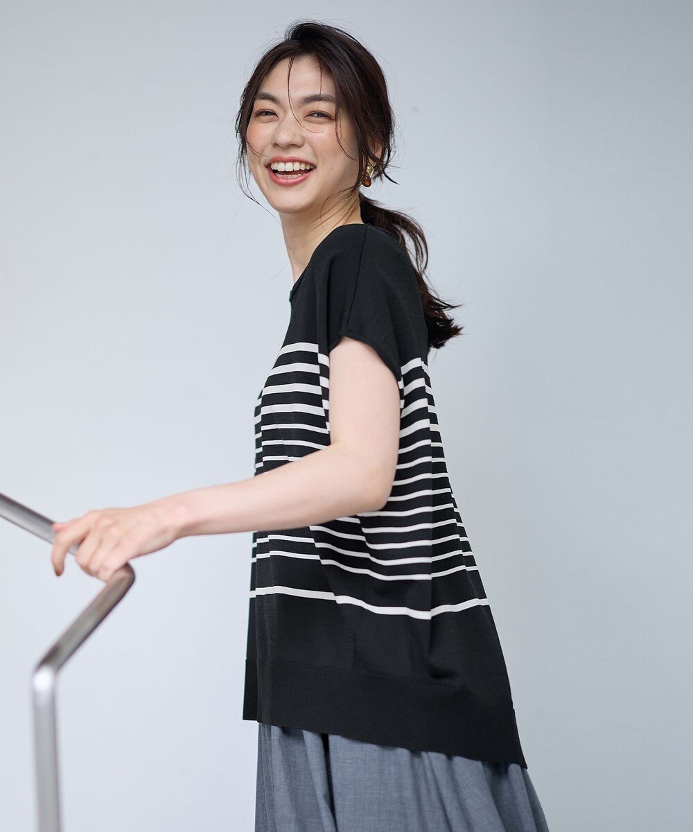 ANY 【洗濯機可/接触冷感/UVカット/アンチピリング】フレンチスリーブニットプルオーバー 