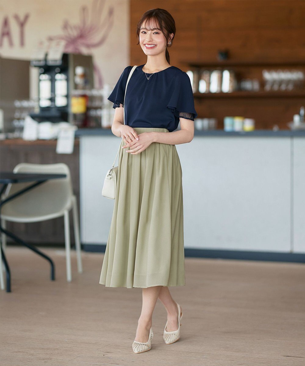 Tiaclasse L 【セットアップ対応・洗える】シアーチェックフレアスカート 