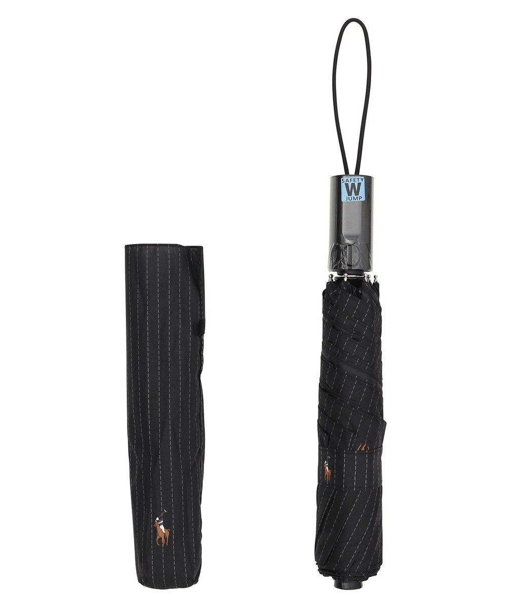 MOONBAT 【自動開閉】POLO RALPH LAUREN 折りたたみ傘  メンズ ストライプ ワンポイント刺繍 大きめ60cm 