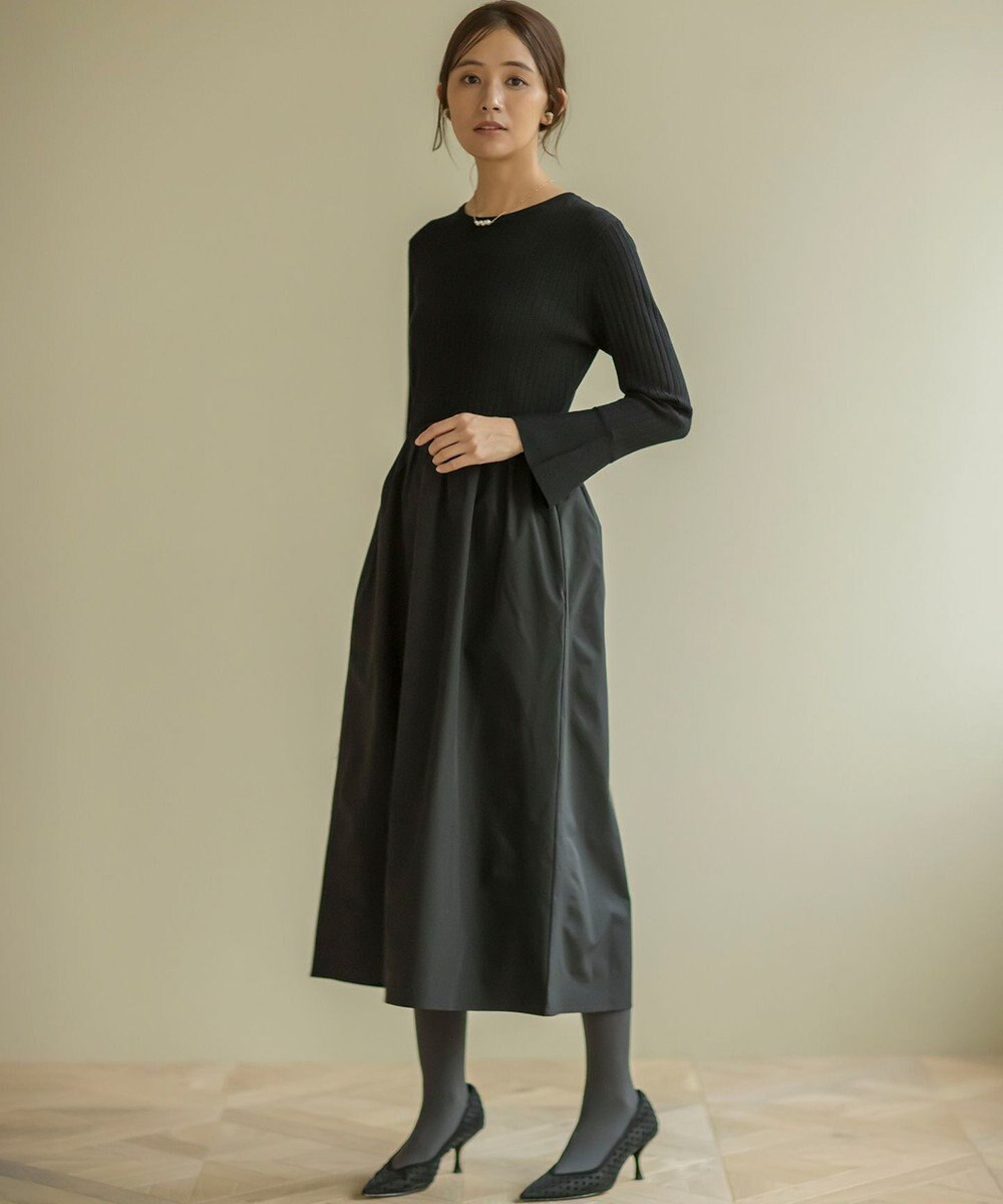 組曲 【WEB限定】リブニットコンビワンピース 