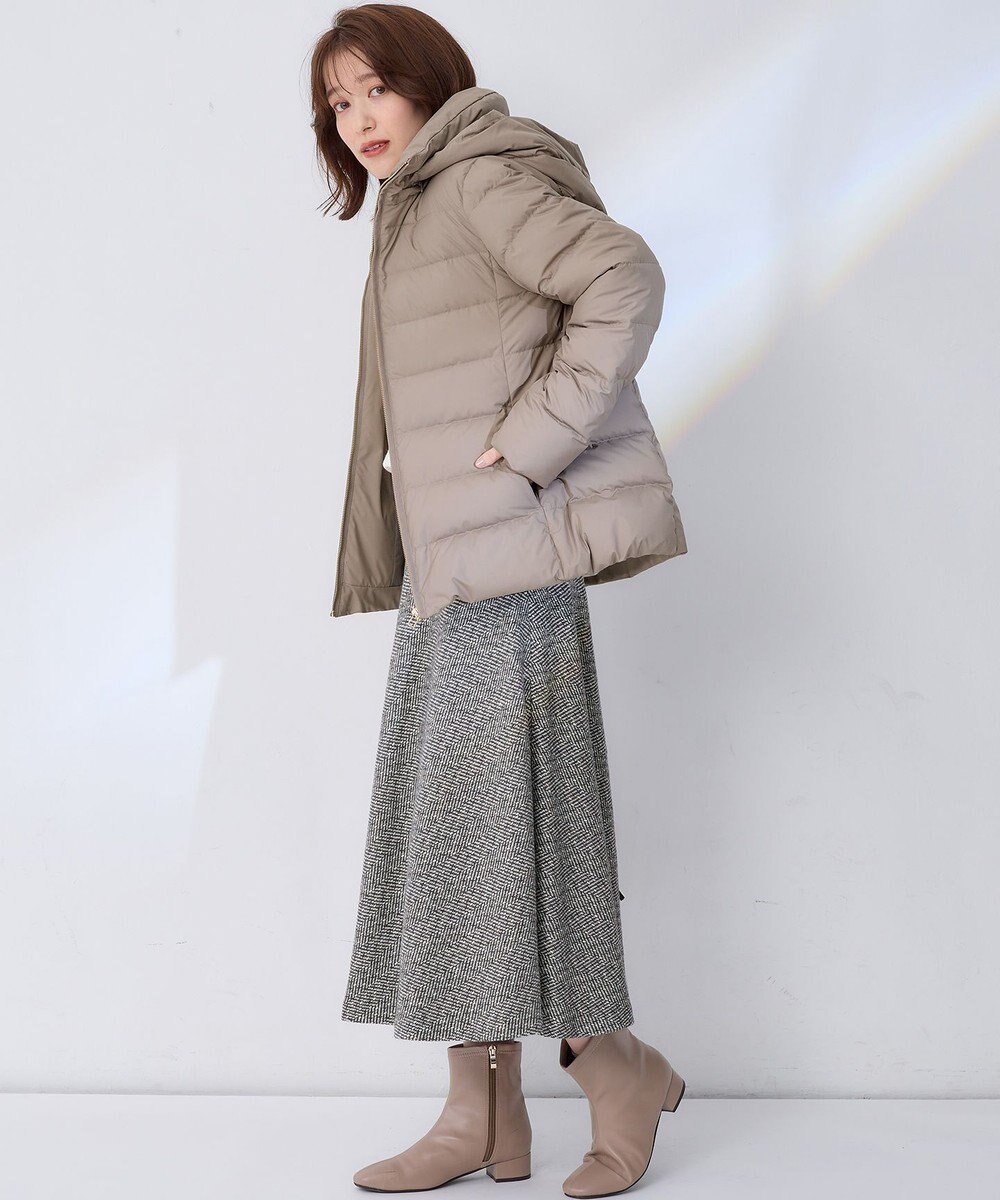 ANY 【ウエストゴム】ループツイードヘリンボーンフレアスカート 