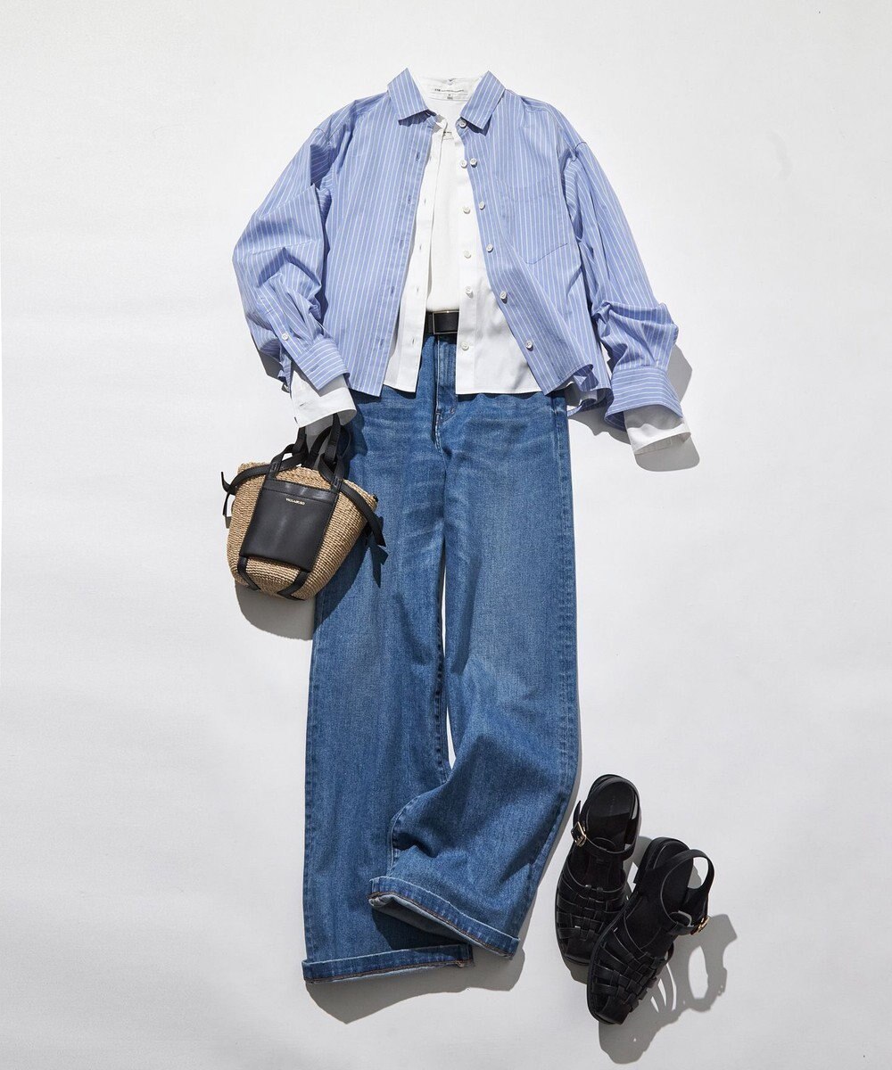 23区 【洗える】CANCLINI クロップド テントライン シャツ 