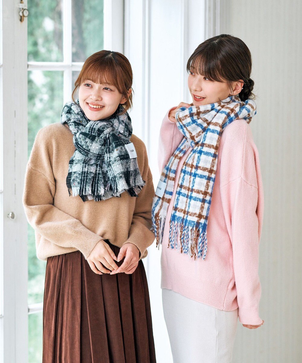 MOONBAT 【洗える】estaa ツィーディー大判ストール バンピーチェック 幅65cm 