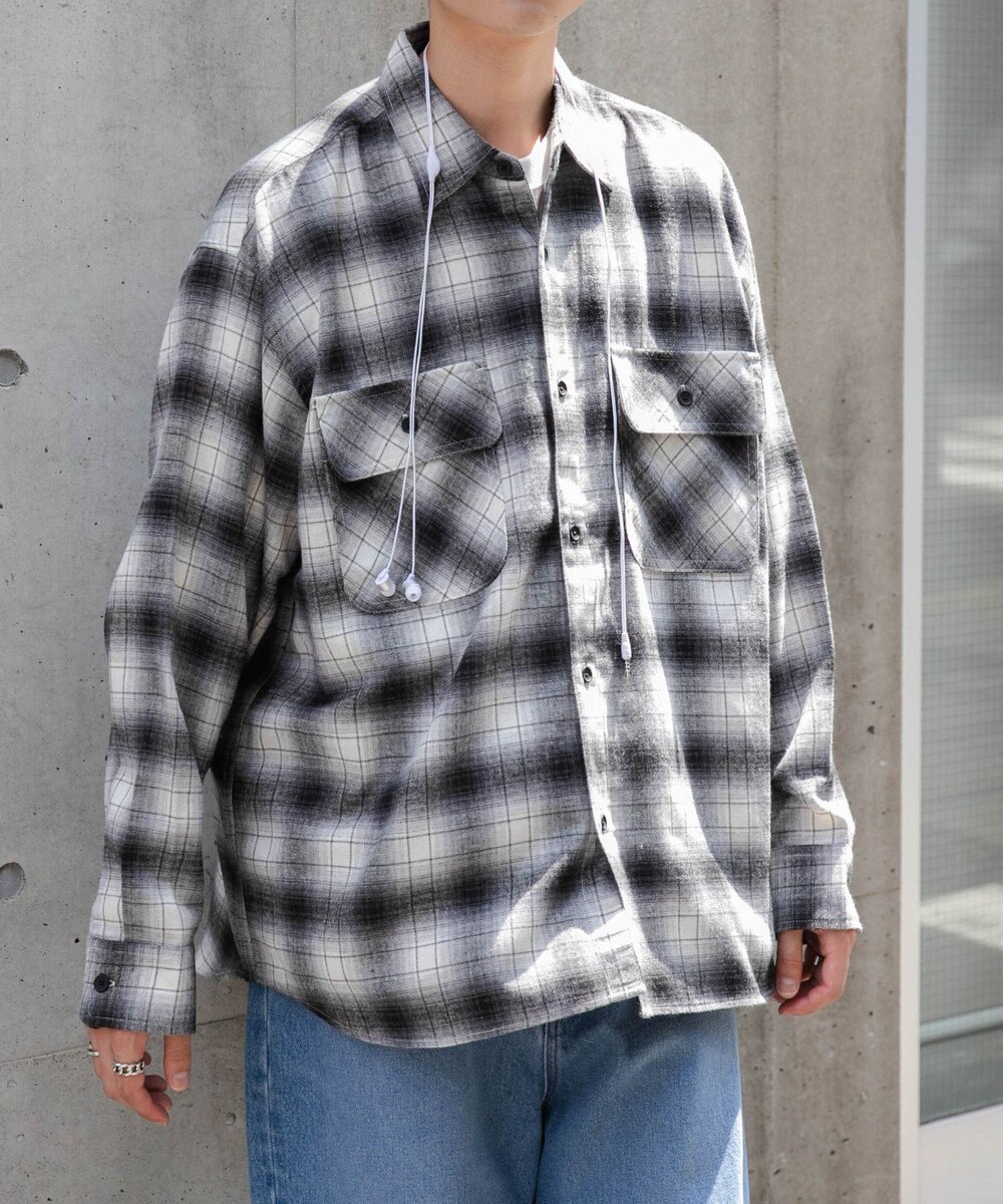 WEGO 【ユニセックス着用ITEM/SMLサイズ展開】チェックネルシャツ 