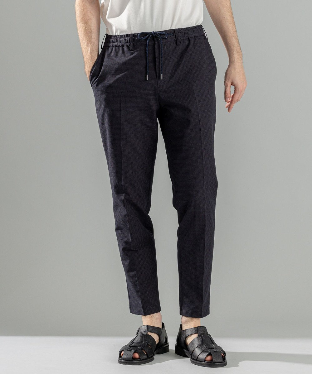 JOSEPH HOMME 新型・新柄【洗える/ストレッチ/シワになりにくい/セットアップ対応可】クールドッツストレッチ ドロスト付テーパードパンツ / PEGG CONVERTIBLE 