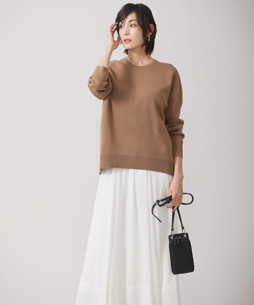 ICB L 【洗える】 コットンポリエステルスムース ニットプルオーバー 