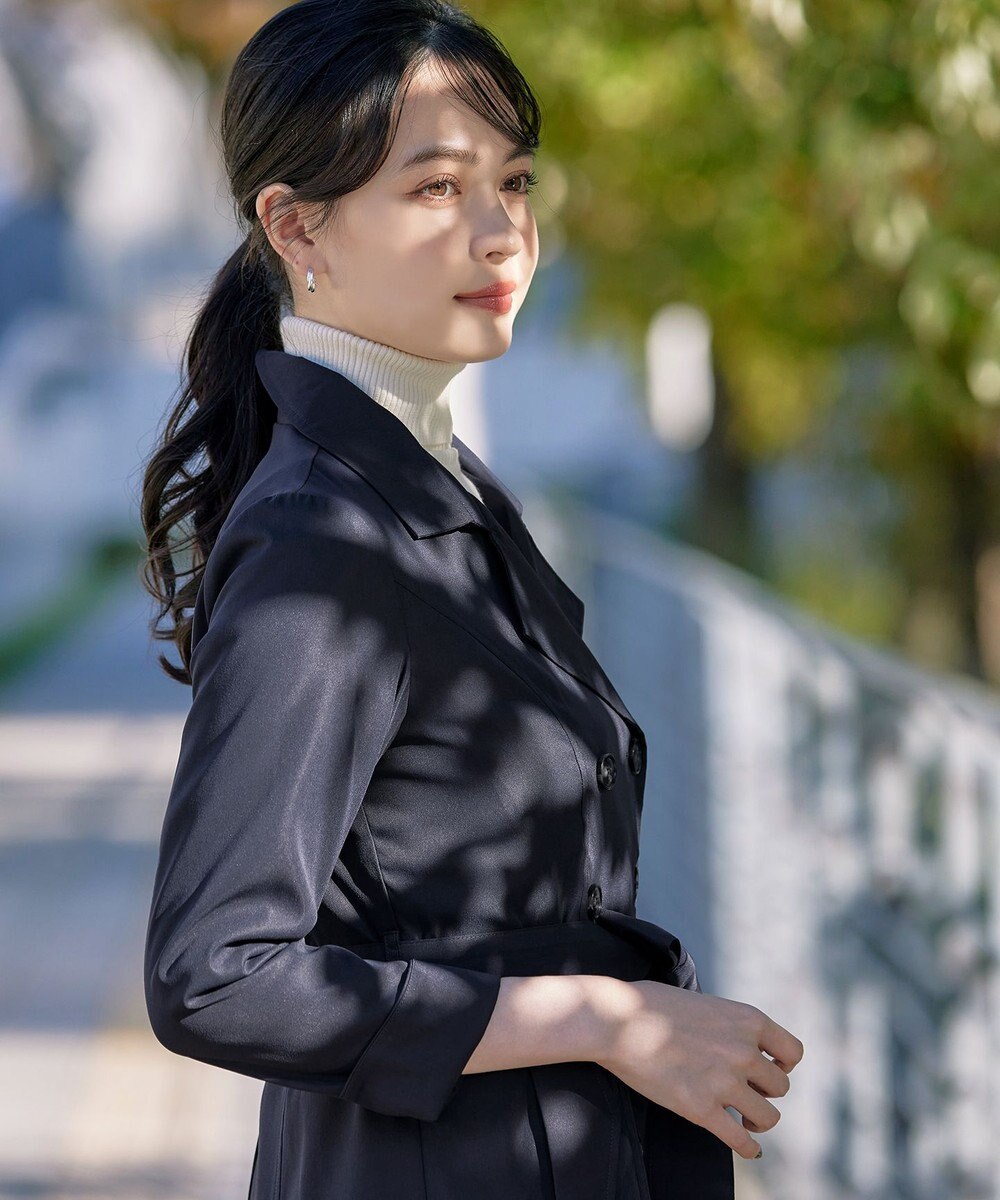 Tiaclasse L 【洗える】リボンベルト付きトレンチコート 