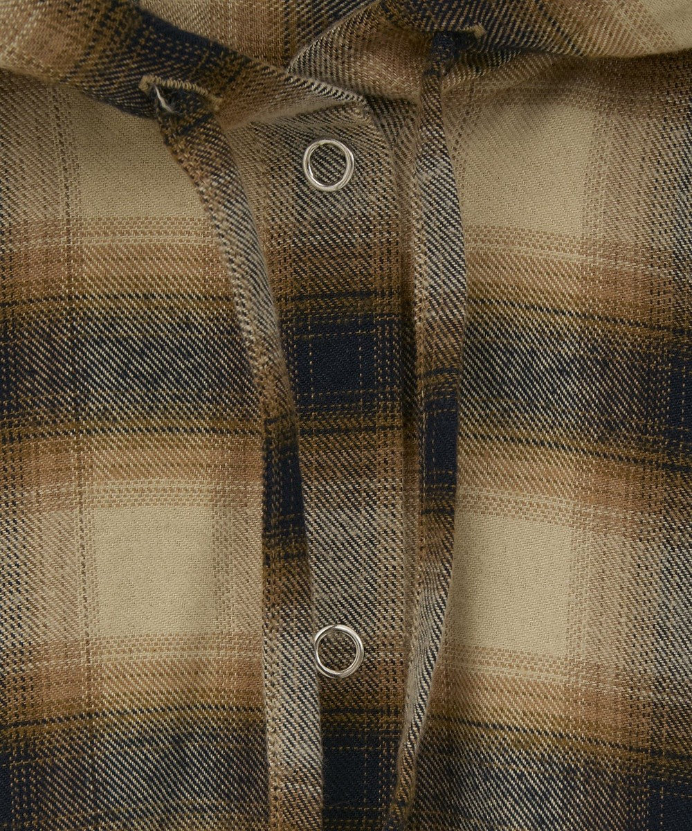 Green Parks ネルチェックフードシャツ 