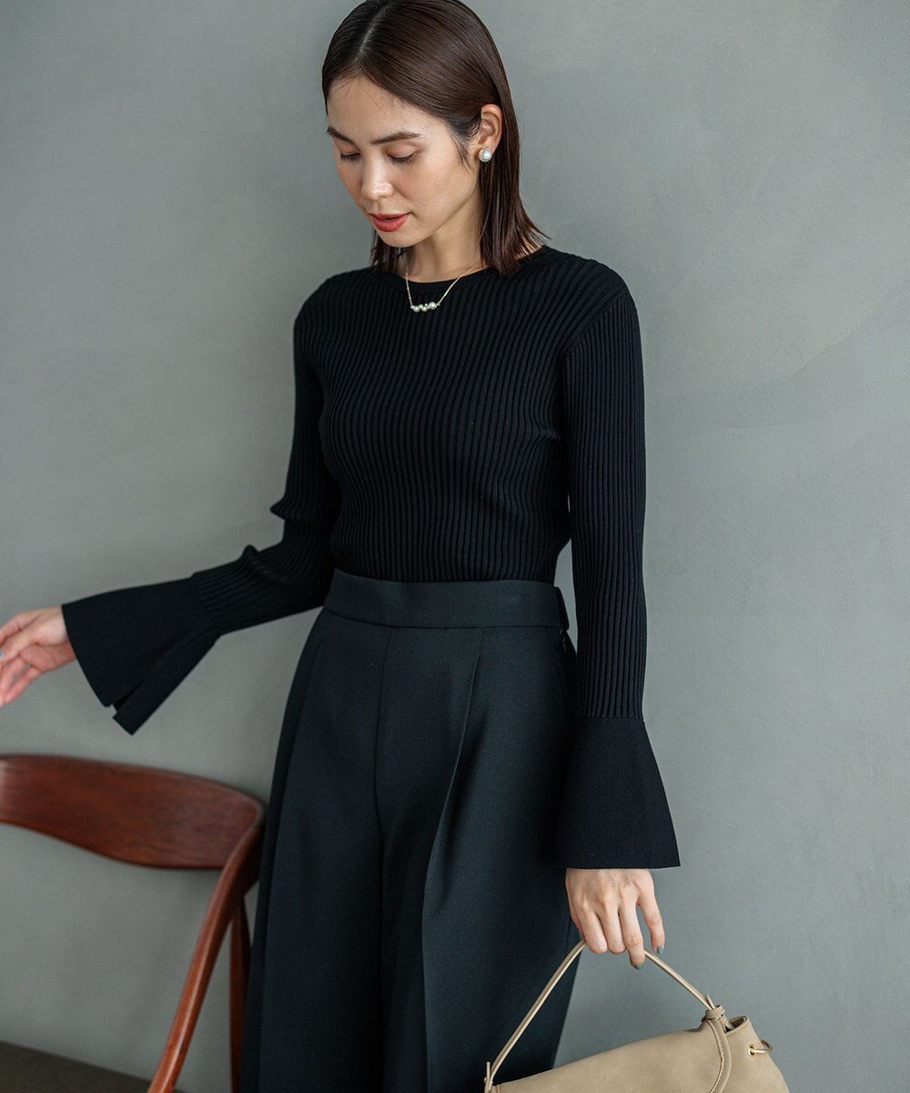 組曲 【WEB限定】ELENAフレアスリーブ リブニット 