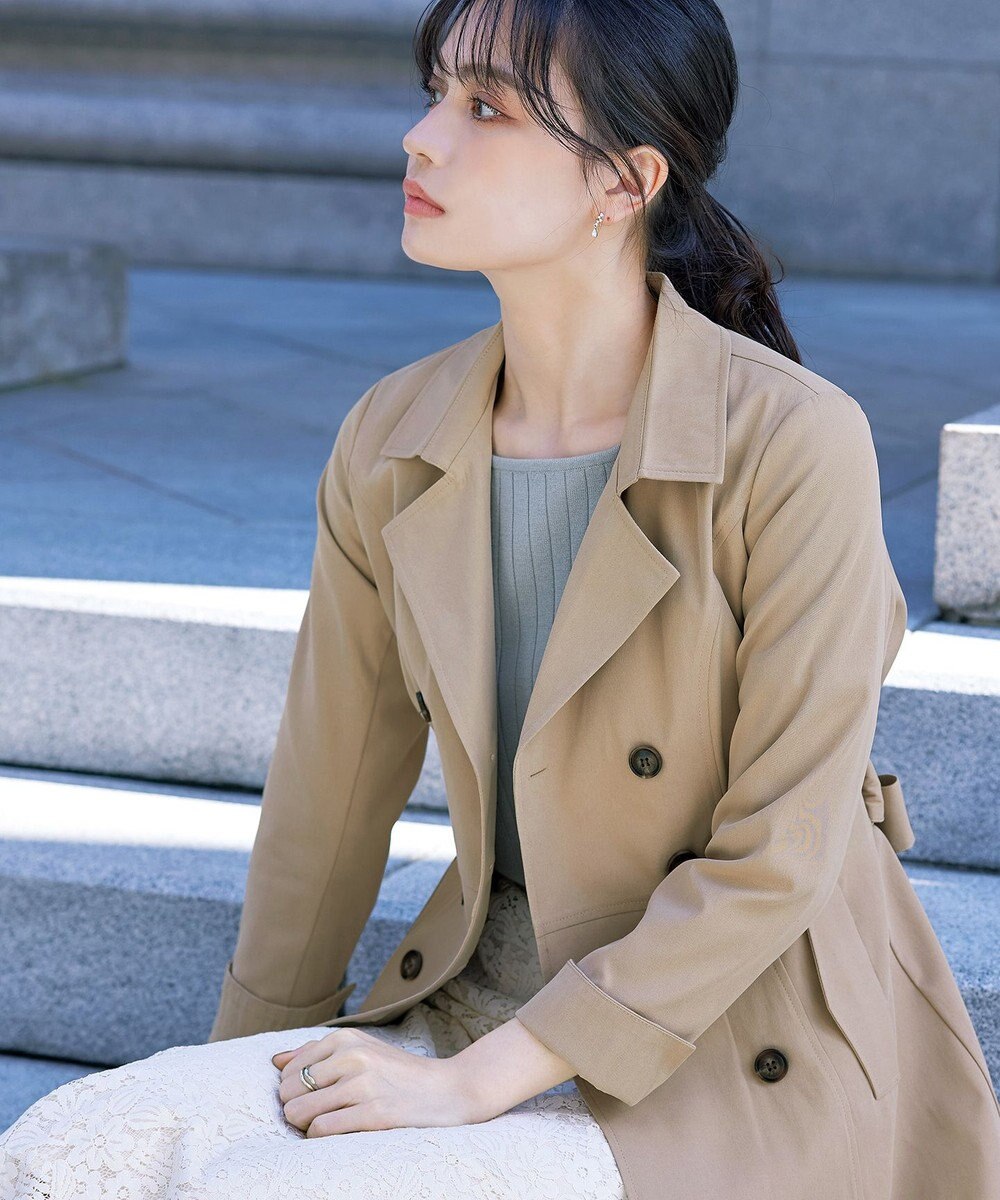 Tiaclasse L 【洗える】リボンベルト付きトレンチコート 