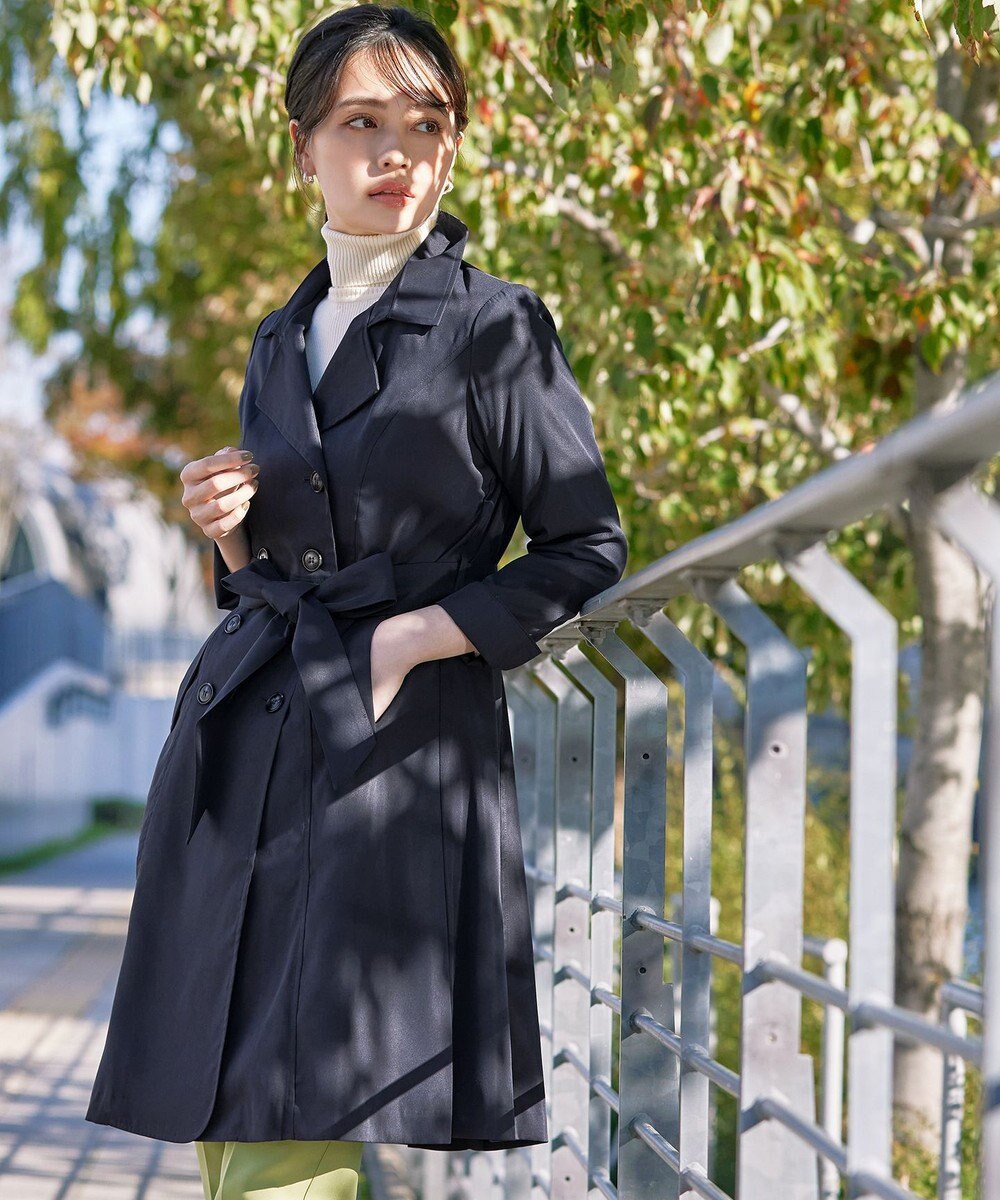 Tiaclasse L 【洗える】リボンベルト付きトレンチコート 