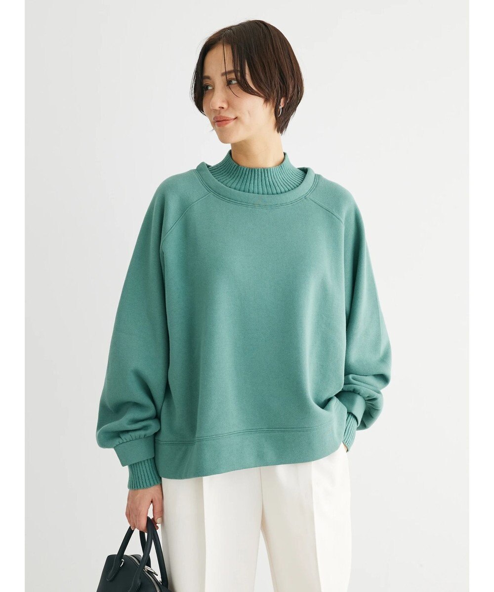 Green Parks 裏起毛ニットリブドッキングプルオーバー 