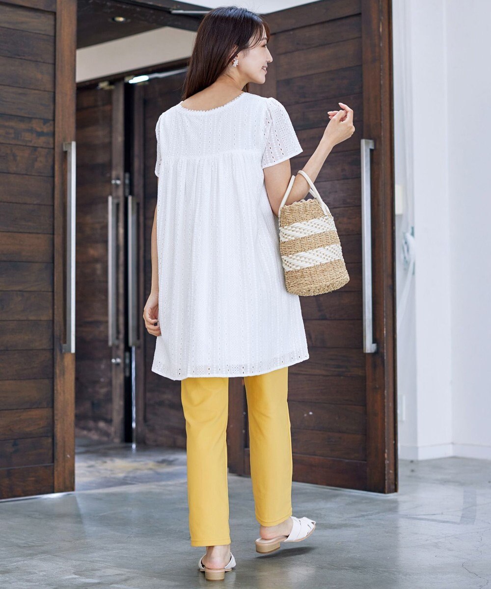 Tiaclasse L 【洗える】カットレースチュニックブラウス 