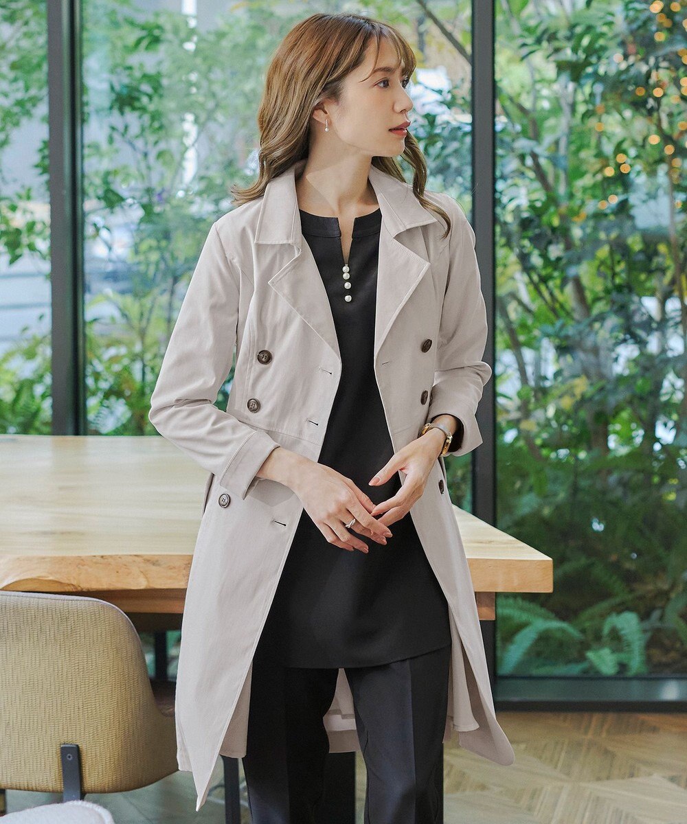 Tiaclasse L 【洗える】リボンベルト付きトレンチコート 