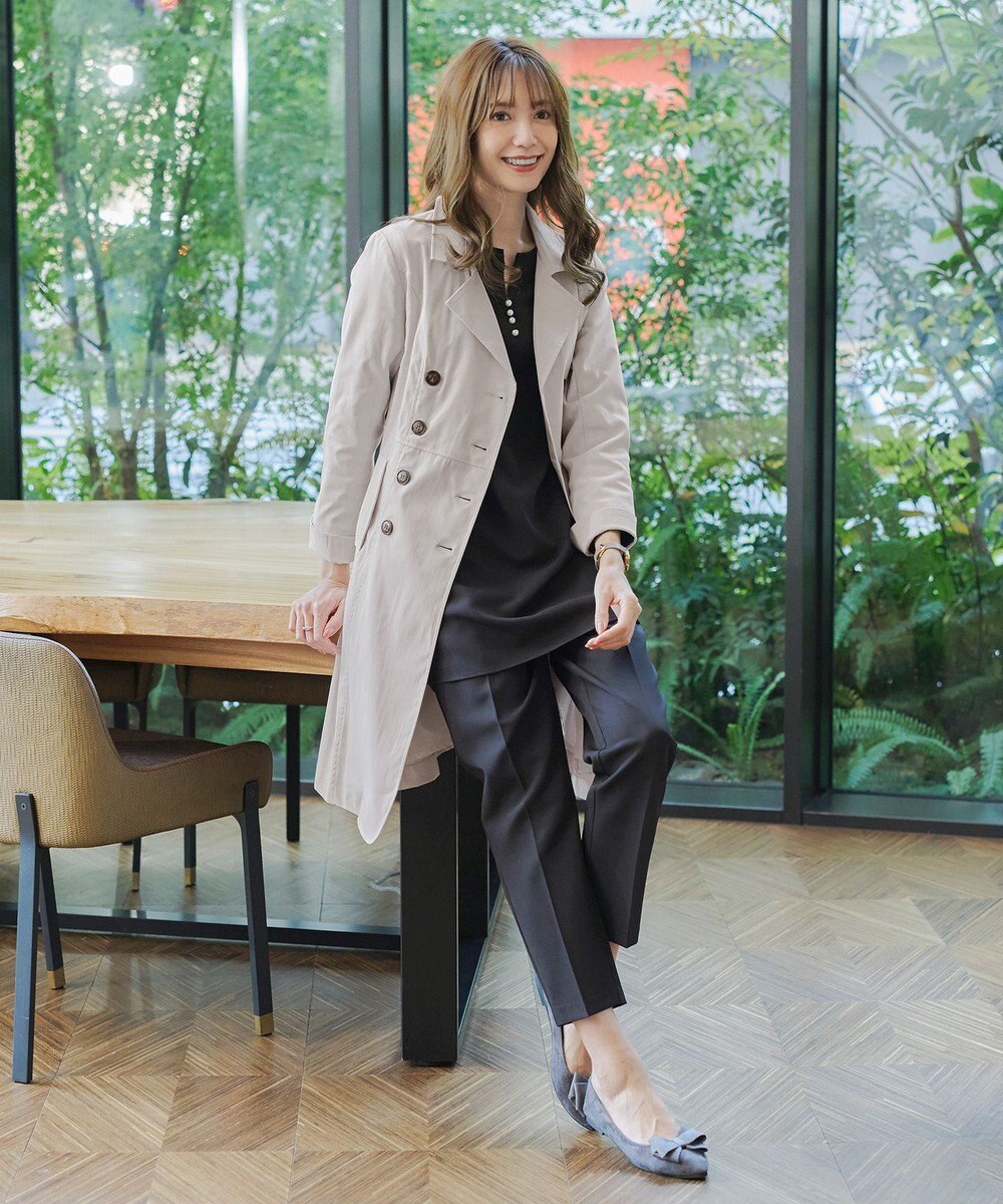 Tiaclasse L 【洗える】リボンベルト付きトレンチコート 