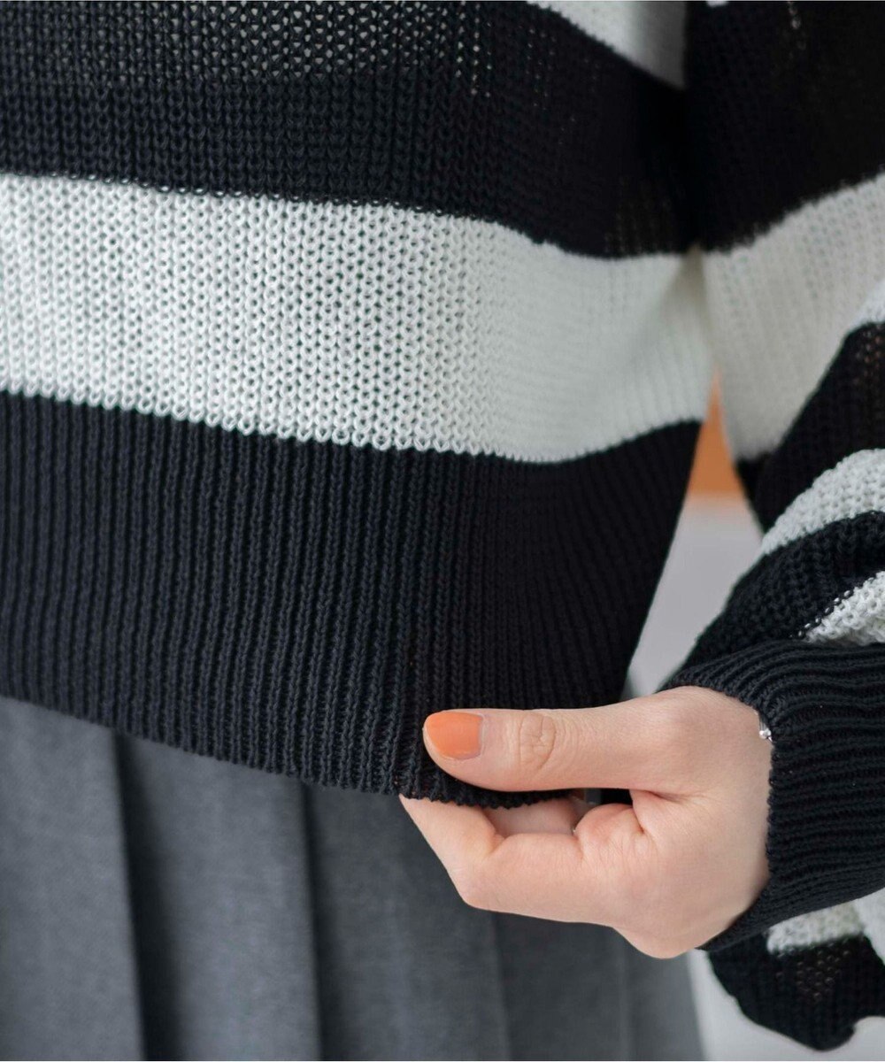 WEGO ボーダーハーフジップニットプルオーバー 