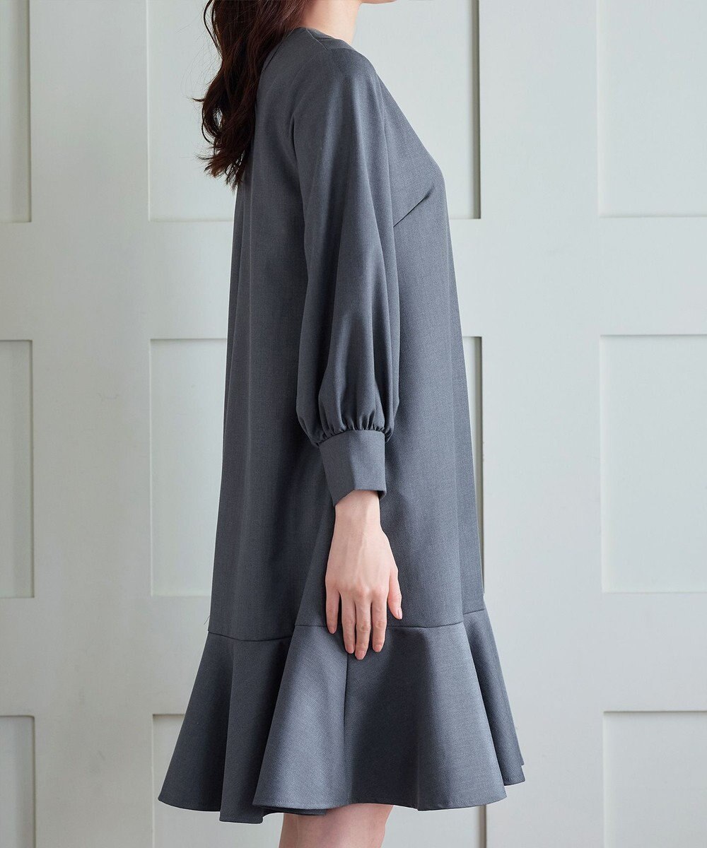 Tiaclasse L 裾フレアパフスリーブワンピース 