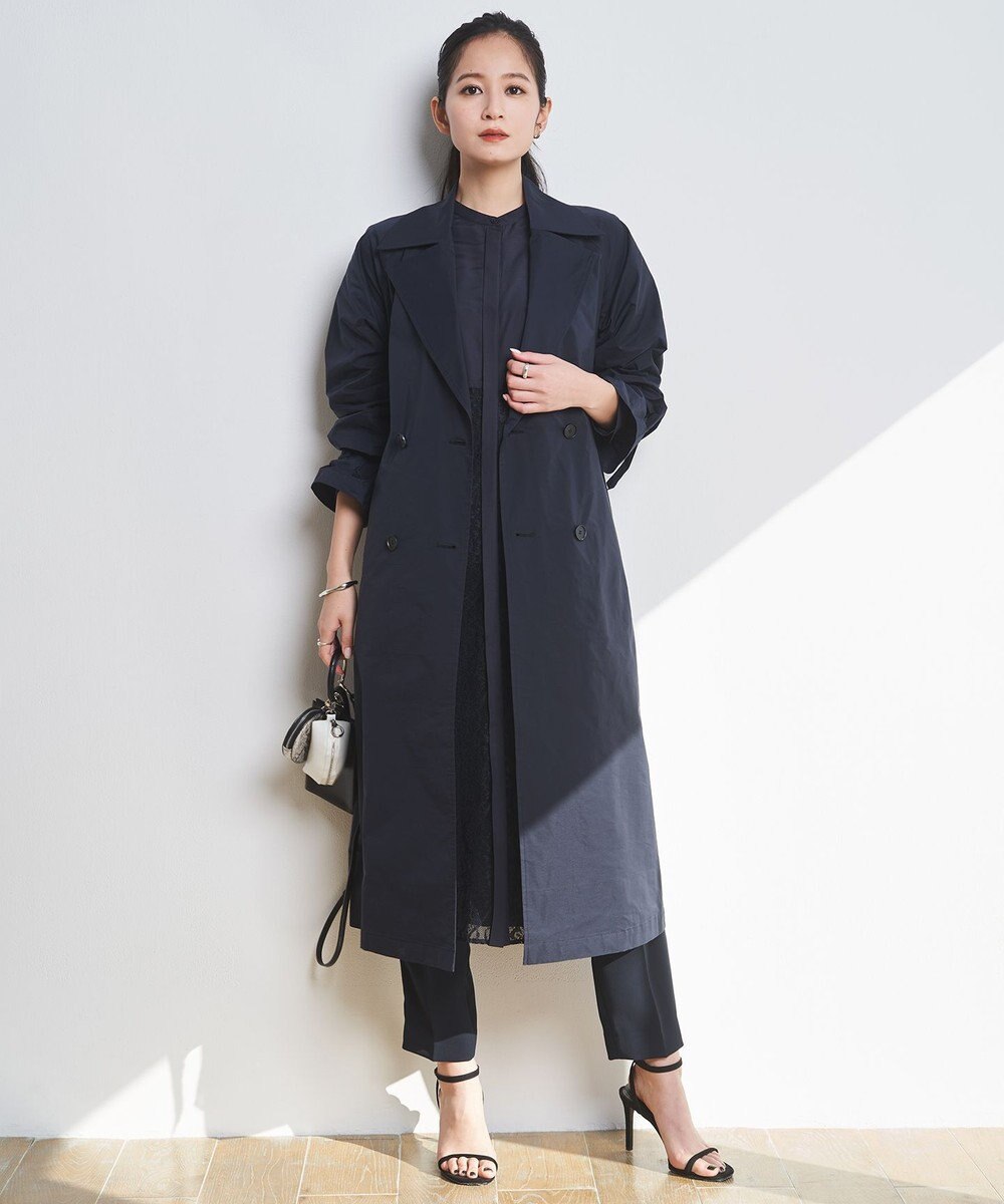 ICB 【撥水加工】 メモリーストレッチタフタ トレンチコート 