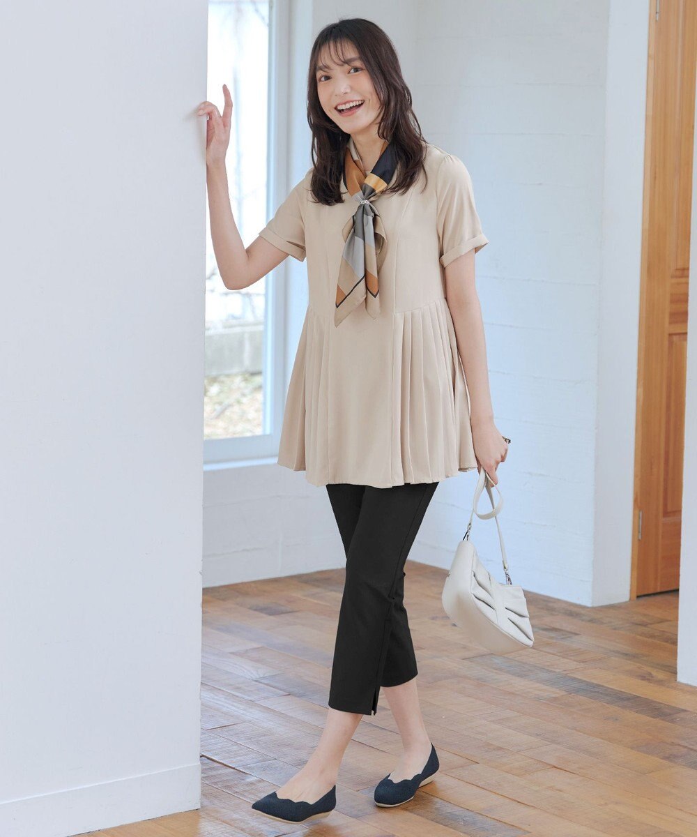 Tiaclasse 【新色追加・洗える】サイドプリーツチュニックブラウス 