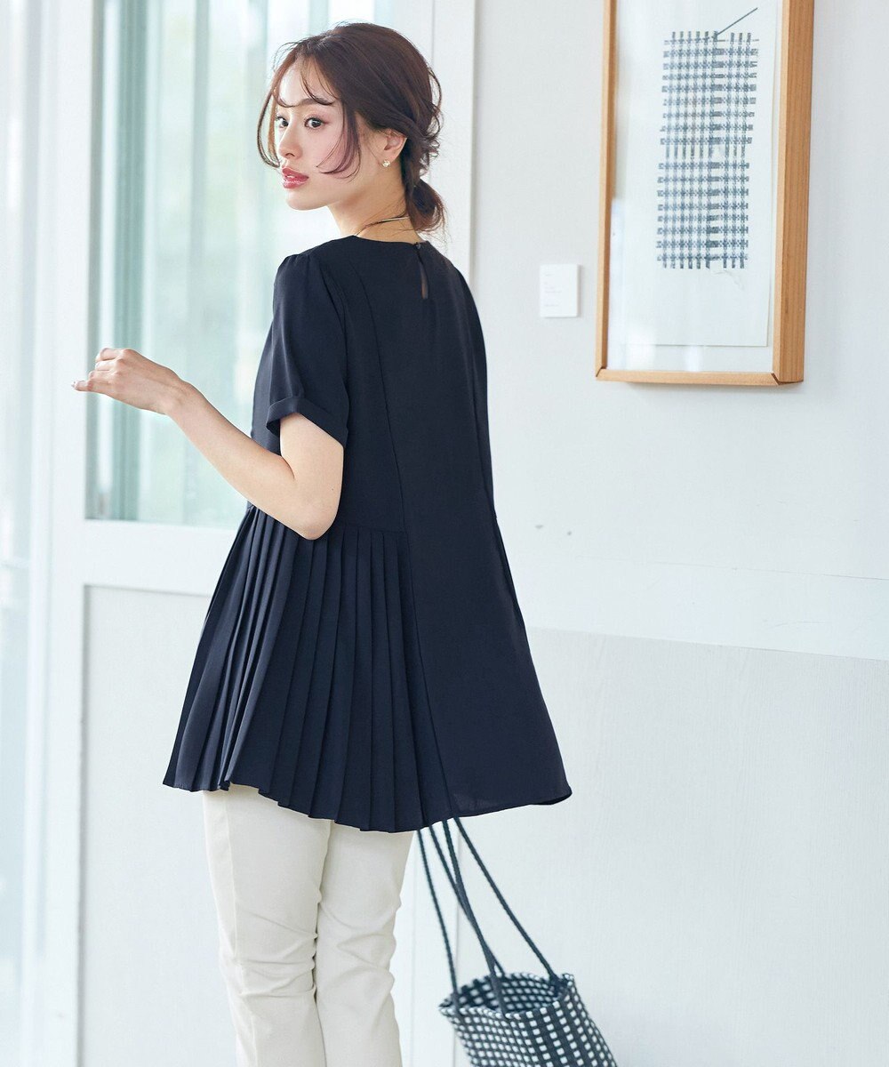 Tiaclasse 【新色追加・洗える】サイドプリーツチュニックブラウス 