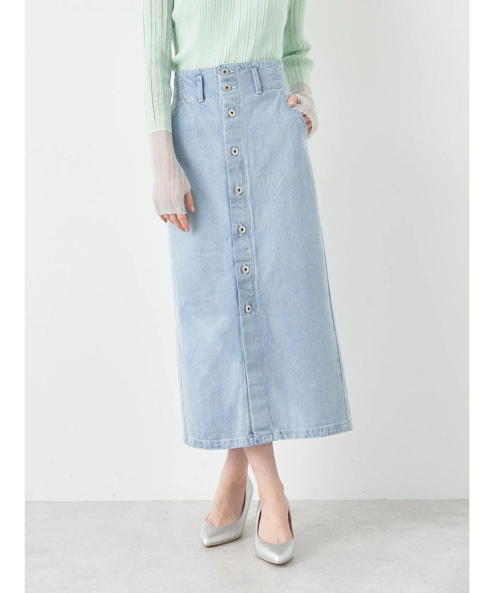 earth music&ecology ボタンナローデニムスカート 