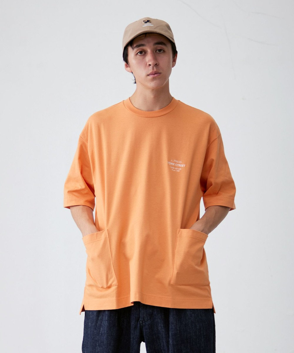 J.PRESS YORK STREET 【UNISEX】ワンポイント腰ポケットTシャツ オレンジ系