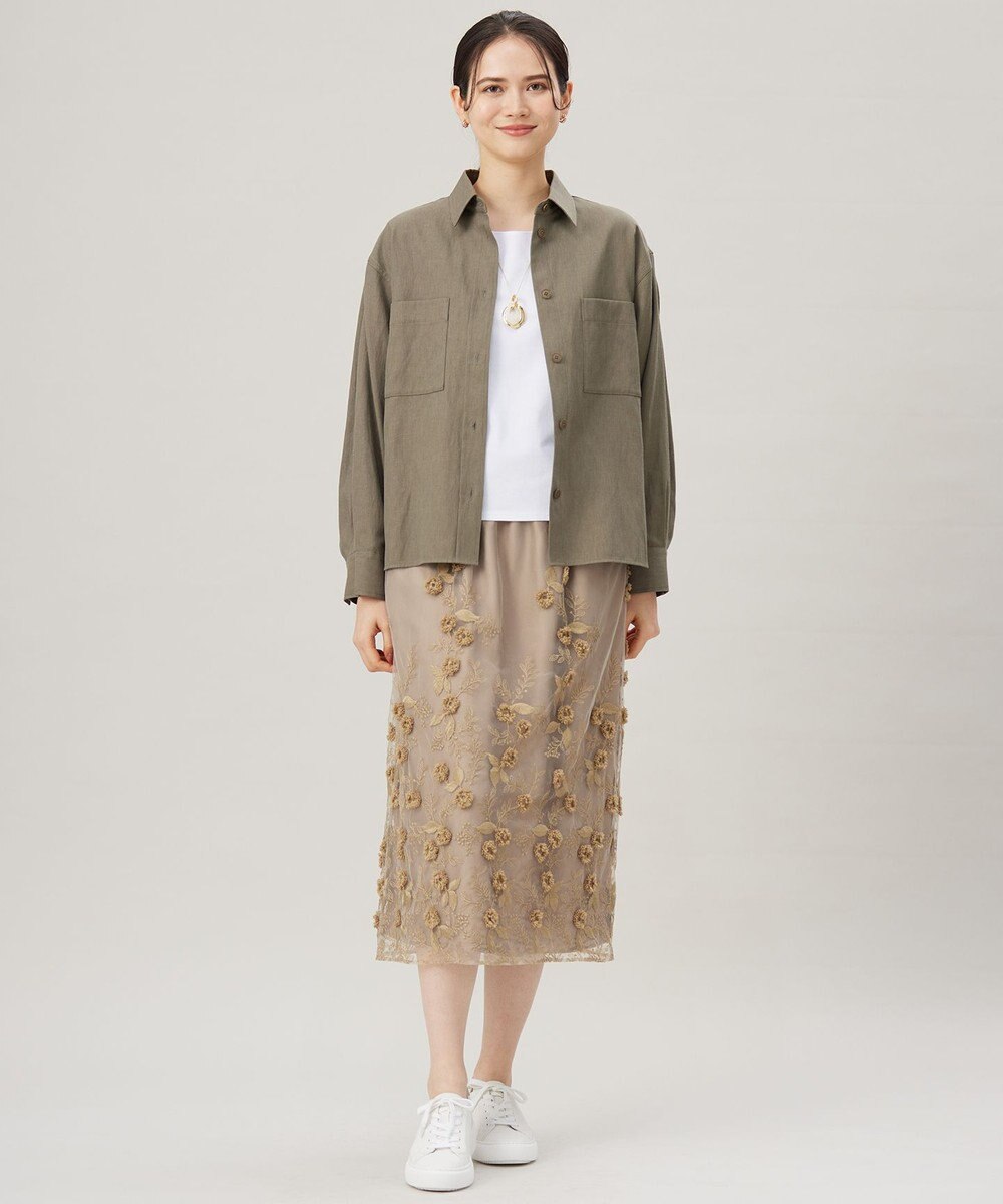 自由区 【洗える】フローティングエンブロイダリー スカート 