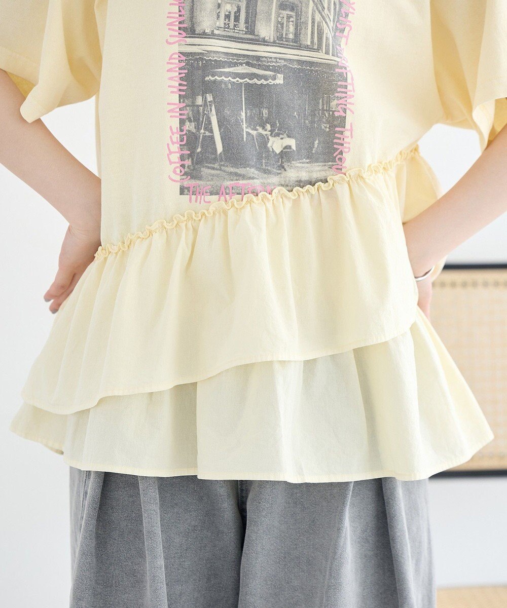 earth music&ecology 異素材ドッキンググラフィックTシャツ 
