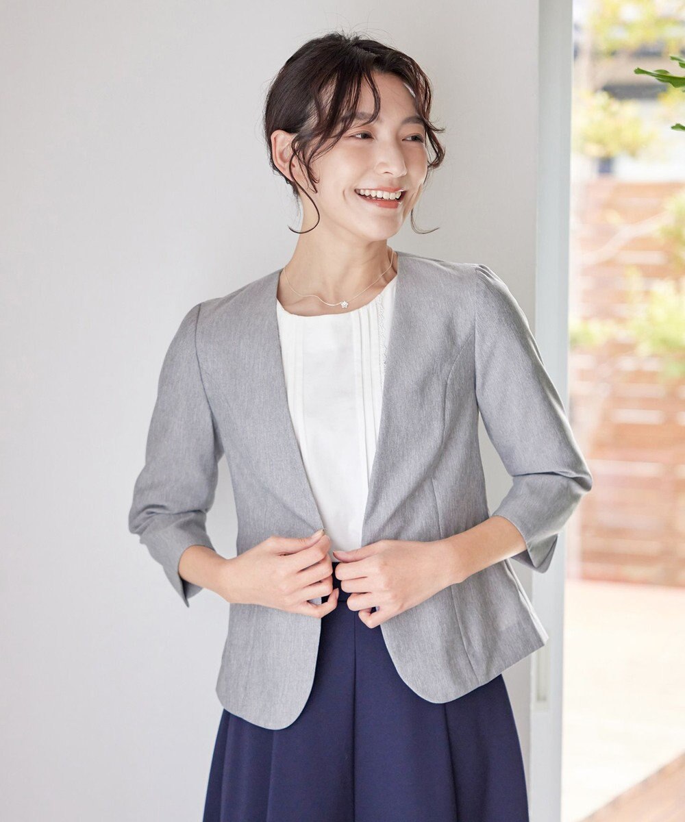 Tiaclasse 【吸水速乾・接触冷感・UVケア・防シワ・洗える】カチオンカラーレスジャケット 