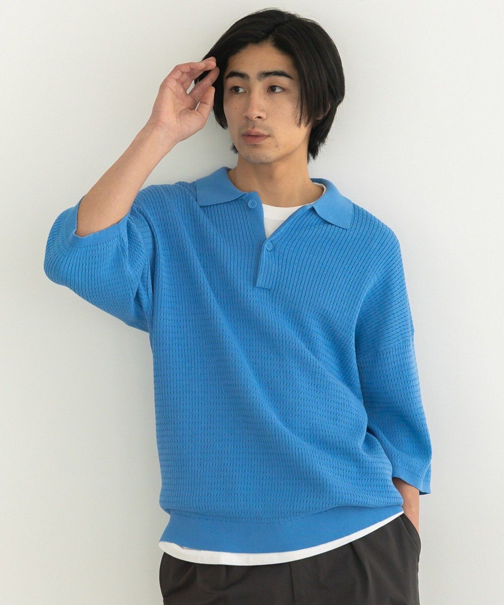 CRAFT STANDARD BOUTIQUE 透かし編み半袖ニットポロシャツ 