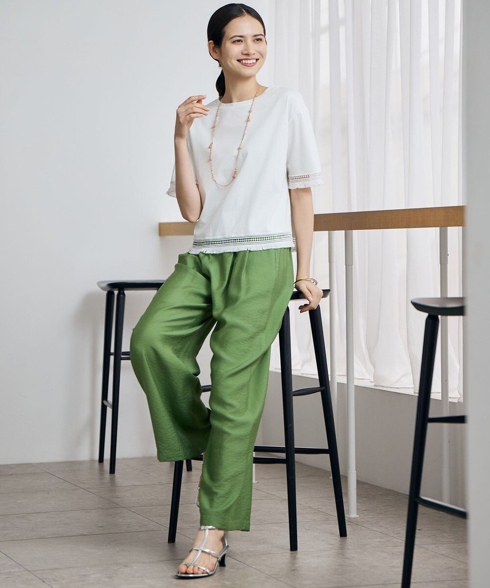 自由区 S 【SHIHOさん着用・ご好評アイテム・新色追加・セットアップ対応】エアリーツイルワイド パンツ 