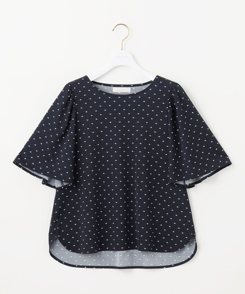 ANY SIS 【接触冷感・吸水速乾・UVケア】エアリードレープスムース フレア袖 ブラウス 