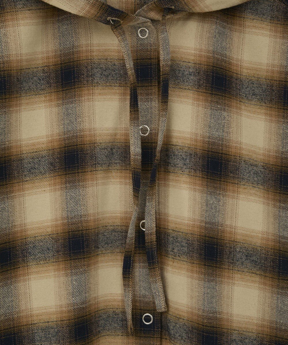 Green Parks ネルチェックフードシャツ 