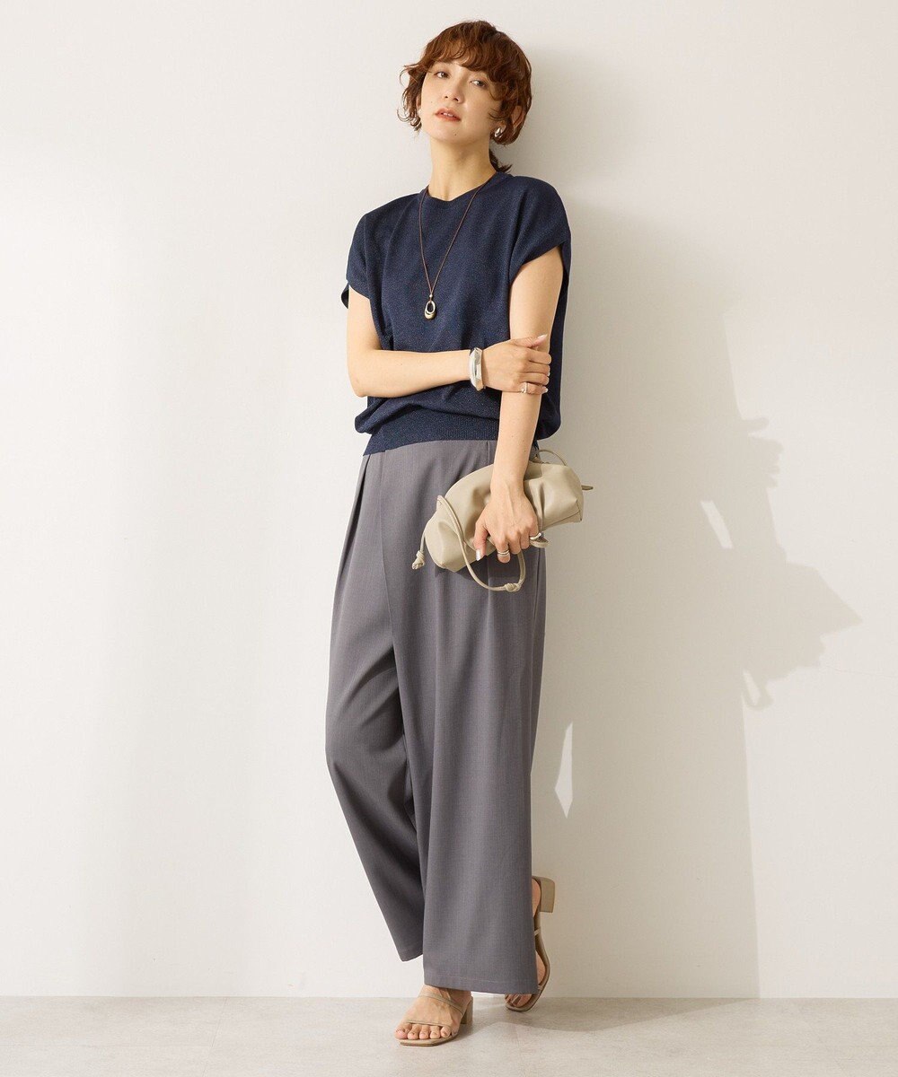 AMERICAN HOLIC 【WEB限定】接触冷感ラメフレンチスリーブニットプルオーバー 